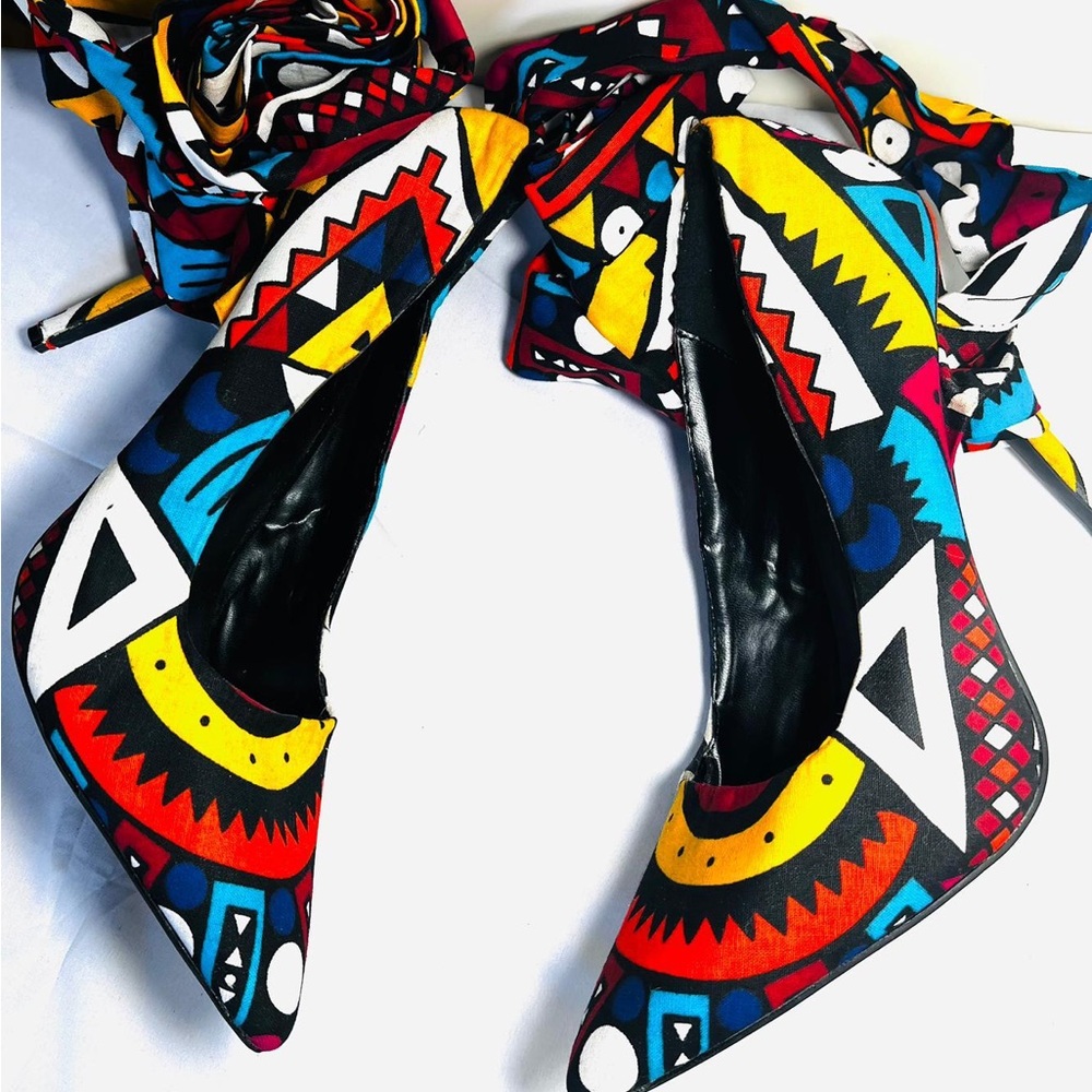 Colorful African Print Women's Heels